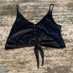 Suede Tie-Front Cami Crop Top